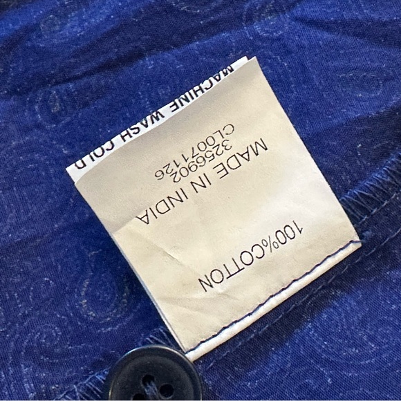 eShakti Cotton Midi A Line Skirt Size 1X 18W Subtle Paisley Blue Boho Sustainabl - Picture 5 of 6